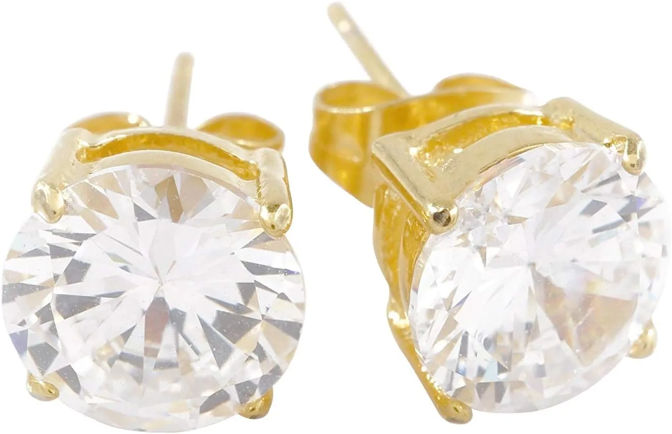 18k Gold Stainless Steel Round Stud Earrings