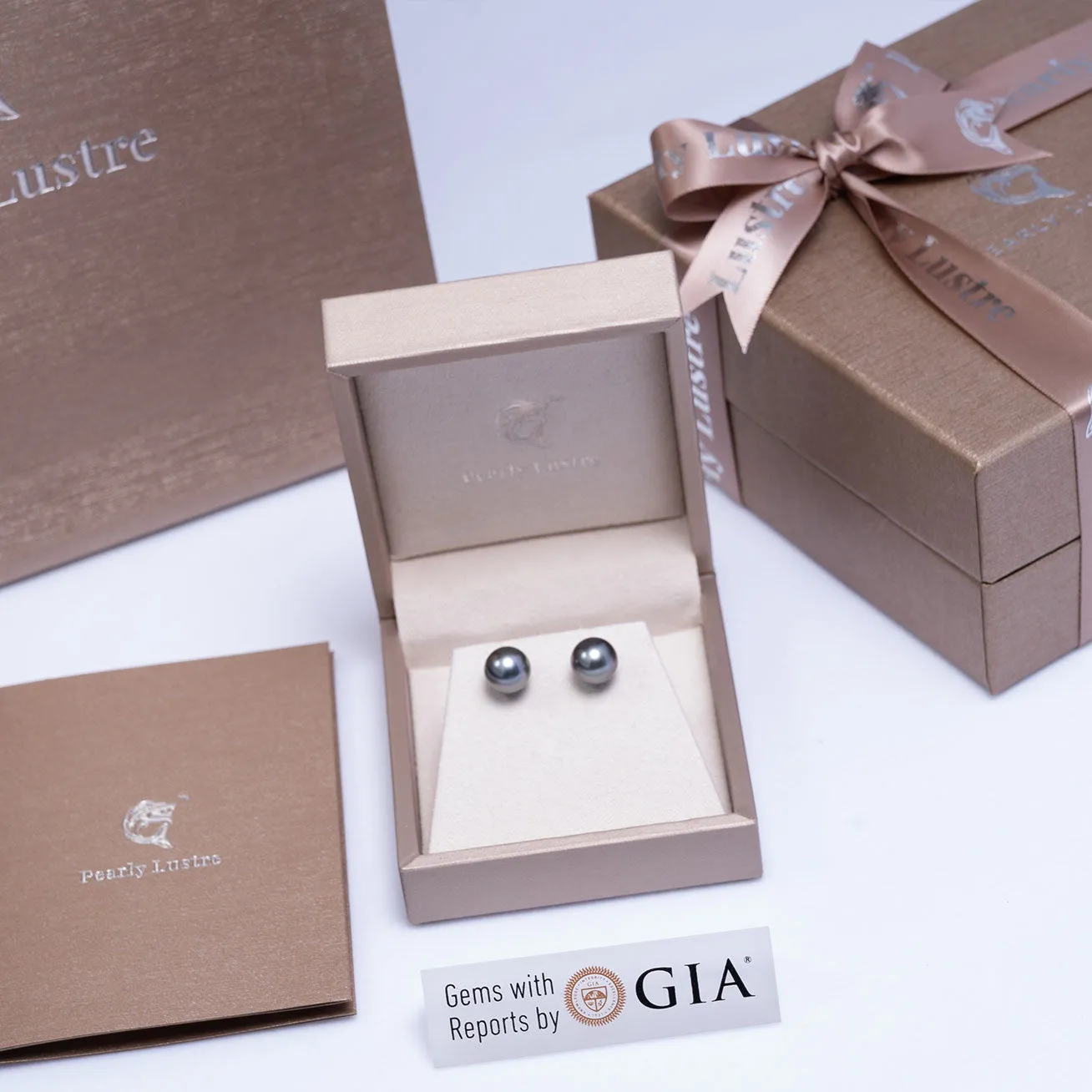 18K Gold﻿ Top Lustre Tahitian Pearl Stud Earrings KE00186