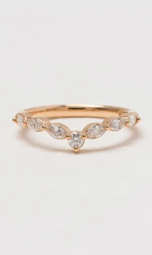18K RG 0.30ct TDW Contoured Marquise Diamond Ring