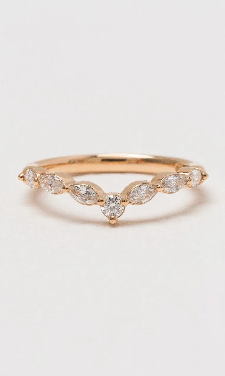 18K RG 0.30ct TDW Contoured Marquise Diamond Ring