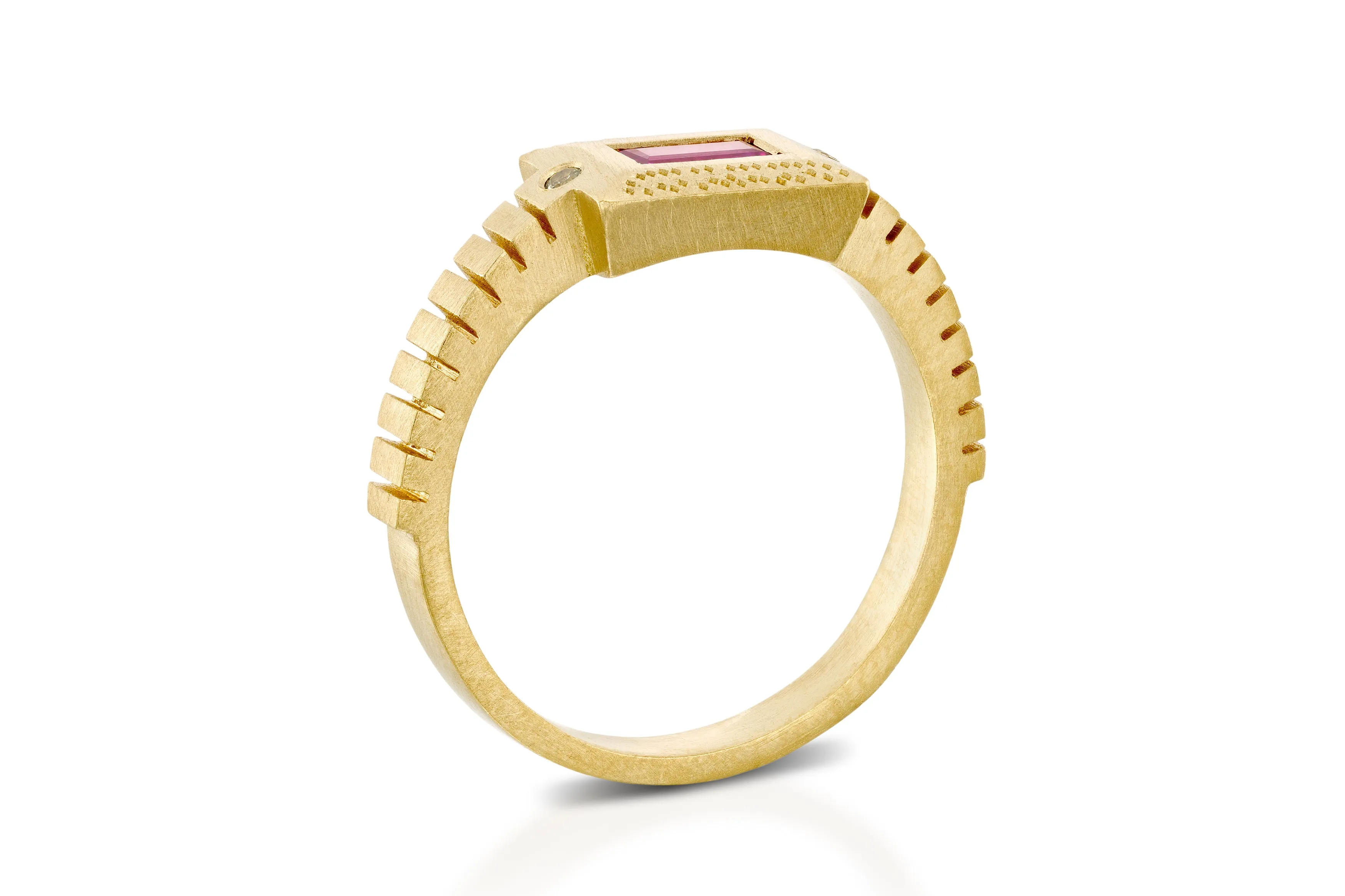 18k Ruby Rectangle Engagement Ring