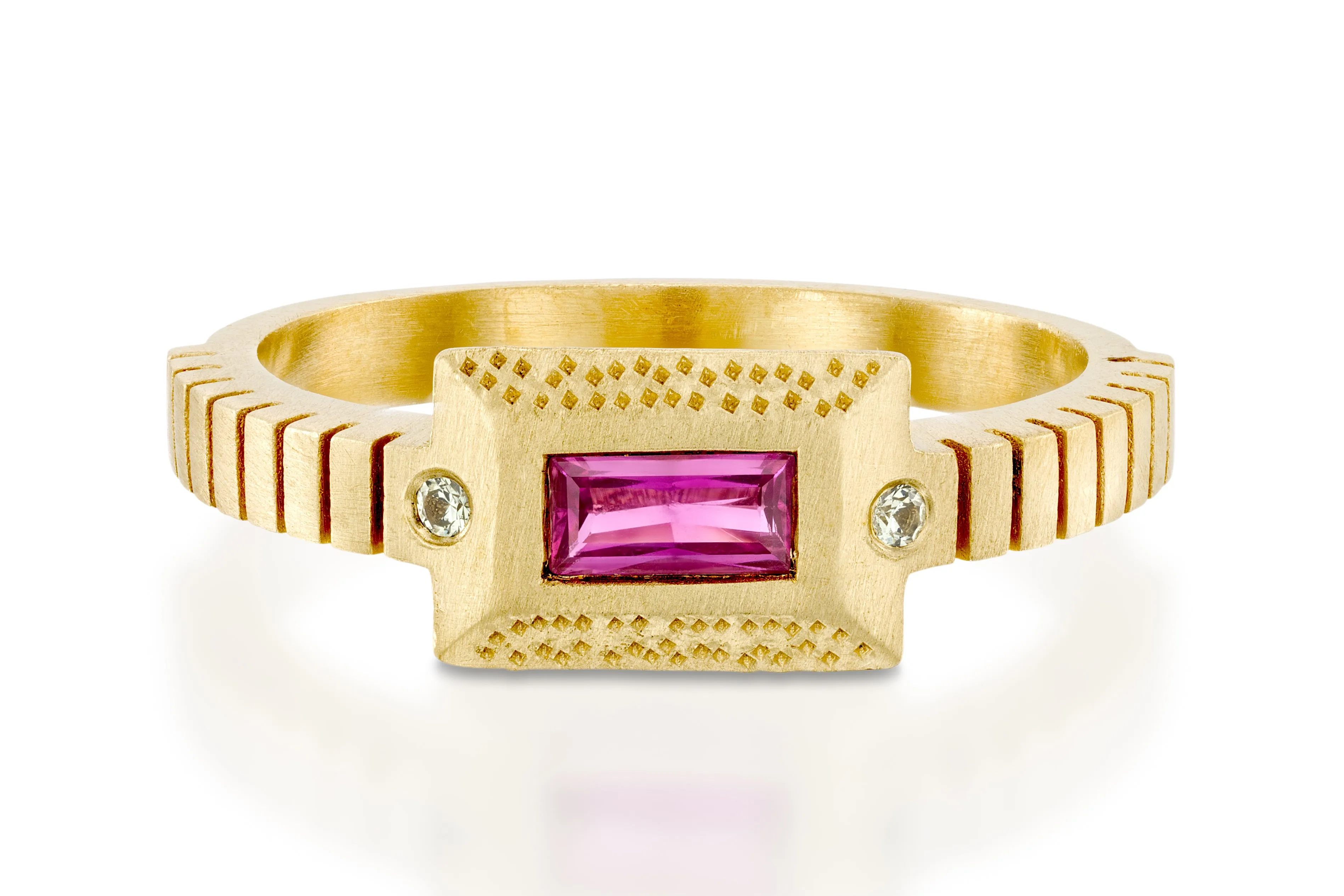 18k Ruby Rectangle Engagement Ring