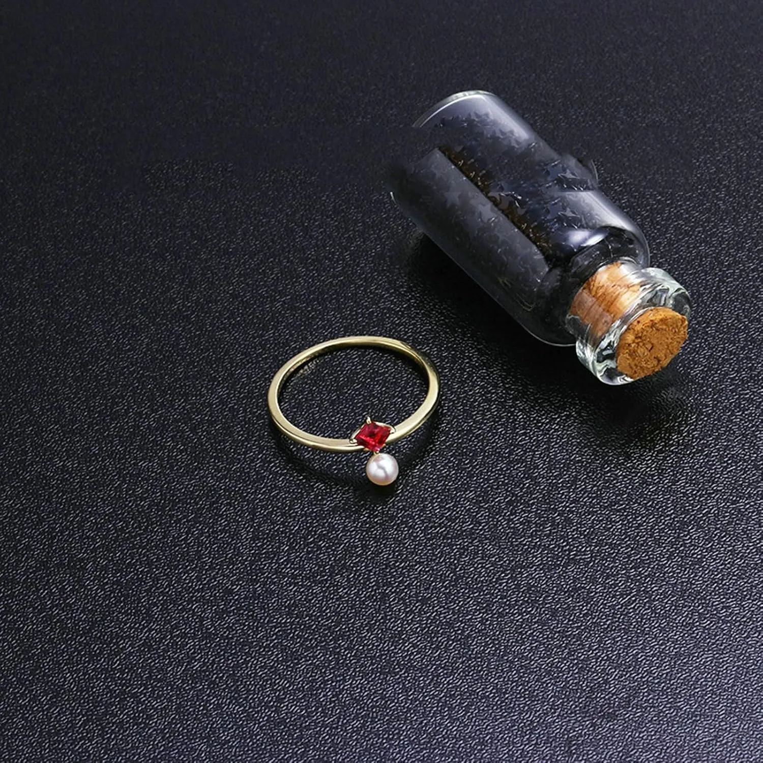 18K Yellow Gold Wedding Bands for Women Square Shape Red Ruby Wedding Bands Gold