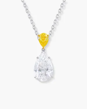 2.02 carat Pear Shape White and Yellow Diamond Pendant Necklace