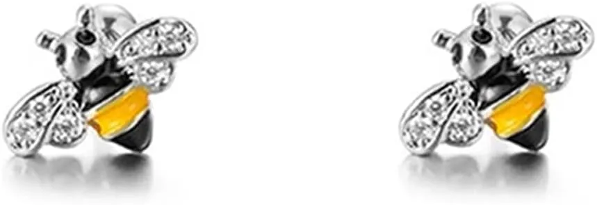 20g Bee Cubic Zirconia Ear Cartilage Helix Surgical Stainless Steel Stud Earrings for Women Girls Huggie CZ Crystal Animal Screw Backs Ear Tragus Auricle Nose Lip Hypoallergenic Piercing Jewelry Gifts Best Friend Daughter Birthday Xmas