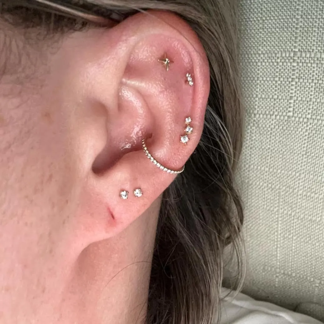 20G/18G/16G Threadless Flat Back Earrings Tiny Nose Stud, Cartilage Tragus Helix Stud Conch Piercing Jewelry