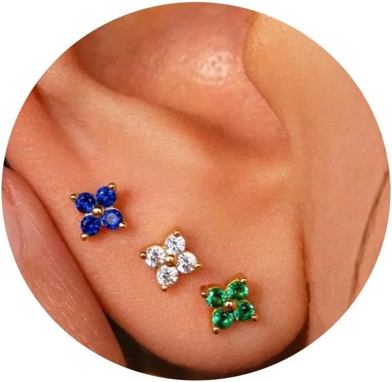 20G/18G/16G Threadless Flat Back Earrings Tiny Nose Stud, Cartilage Tragus Helix Stud Conch Piercing Jewelry