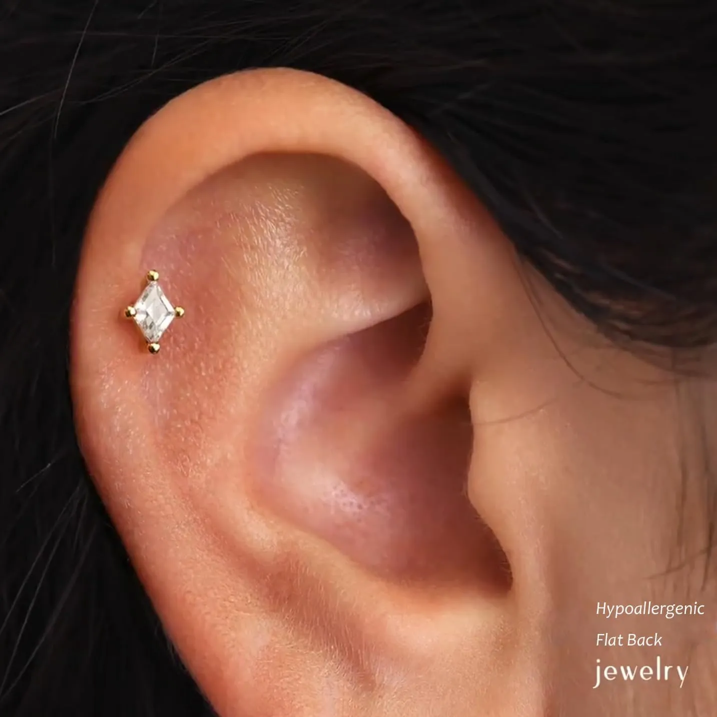 20G/18G/16G Threadless Flat Back Earrings Tiny Nose Stud, Cartilage Tragus Helix Stud Conch Piercing Jewelry
