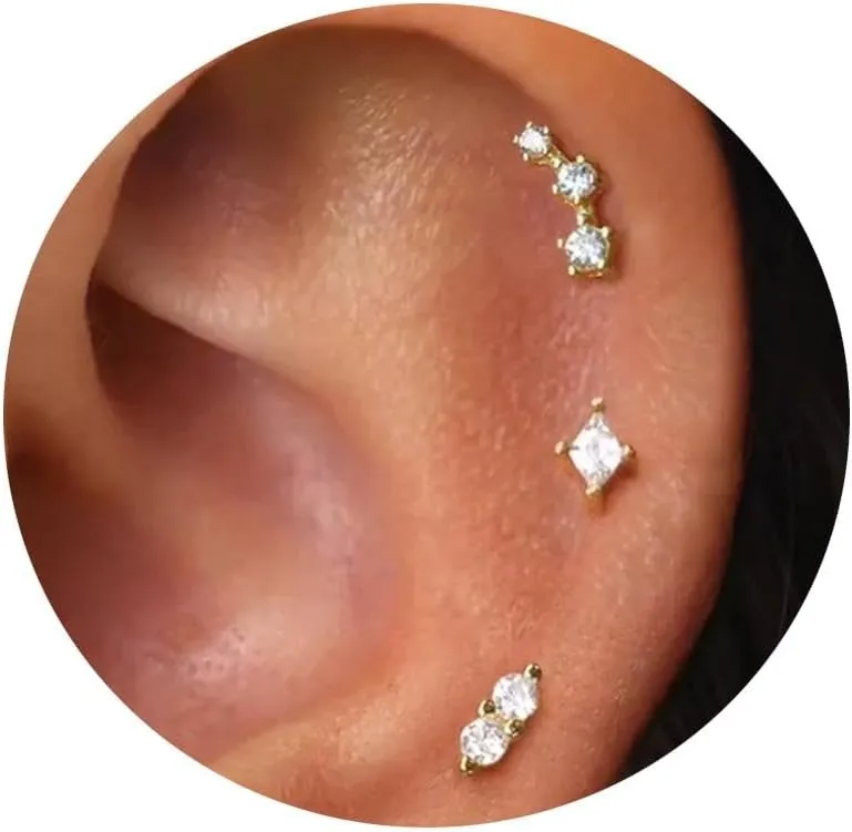 20G/18G/16G Threadless Flat Back Earrings Tiny Nose Stud, Cartilage Tragus Helix Stud Conch Piercing Jewelry