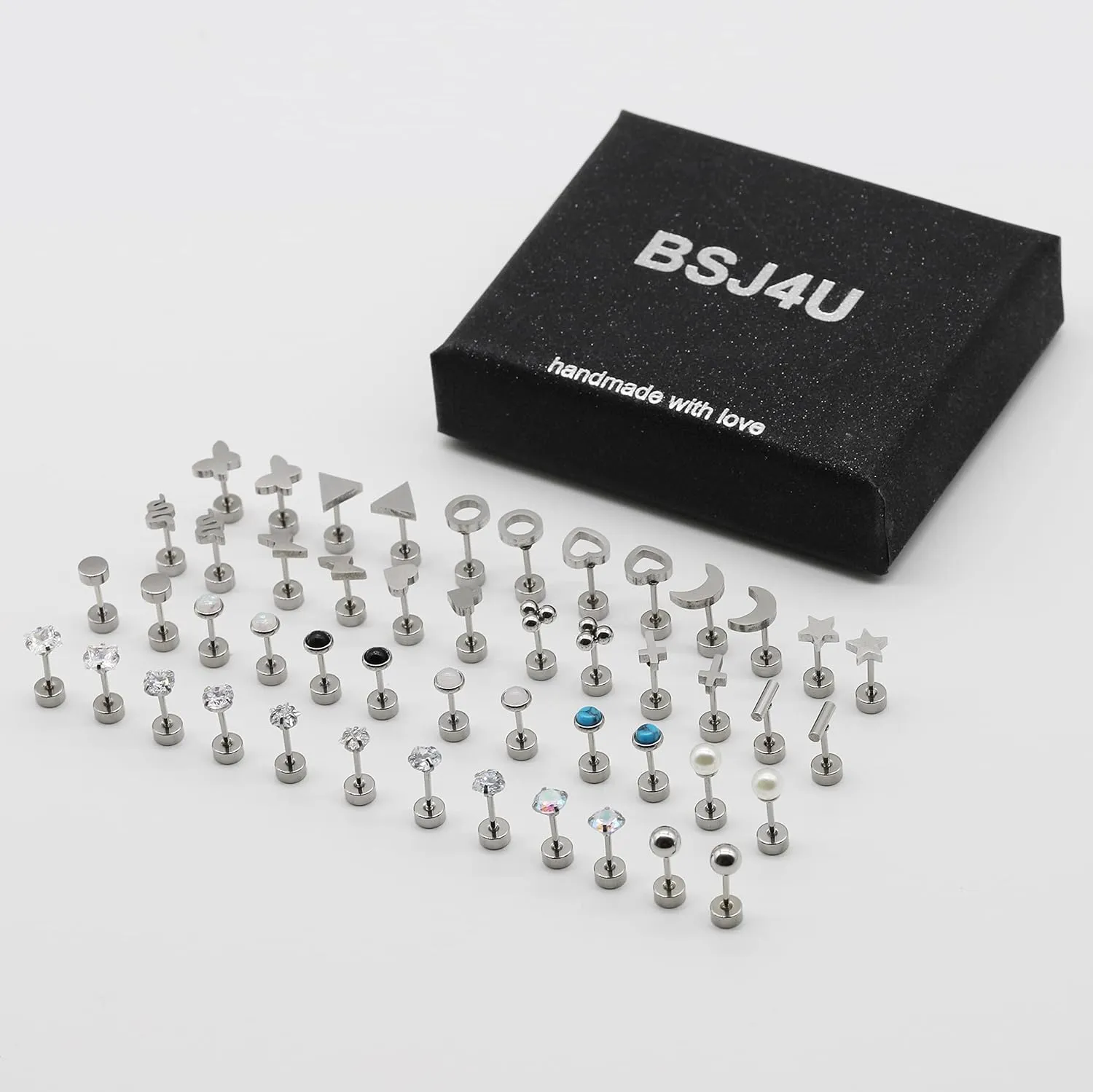 24 Pairs Flat Back Earrings Hypoallergenic Surgical Stainless Steel Earrings Set Small Gold Plated Flat Back Stud Earrings for Women Men Tiny Cartilage Helix Screw Back Flatback Earrings Studs