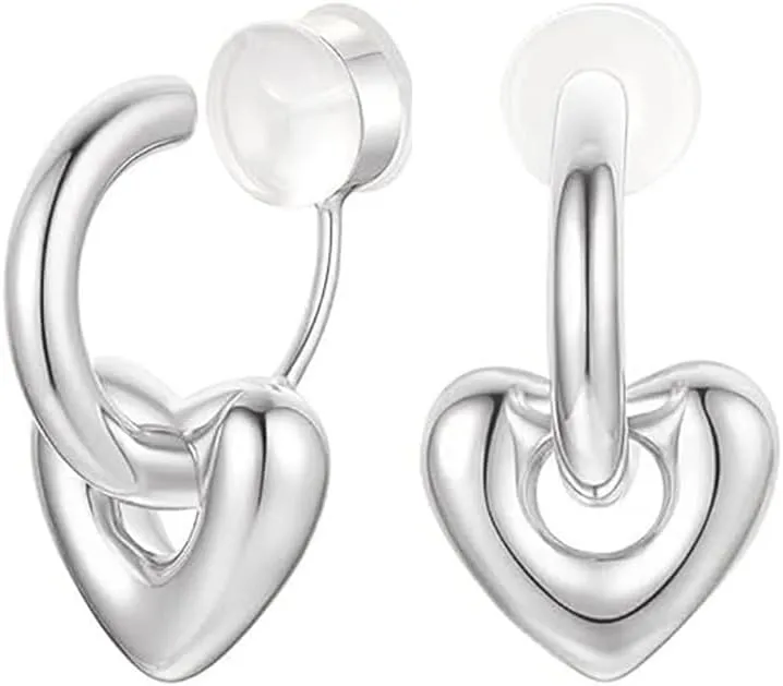 24K Gold Clip On Hoop Earrings Gold Plated Non Pierced Hoop Chunky Clip on Hoop Earrings for Women