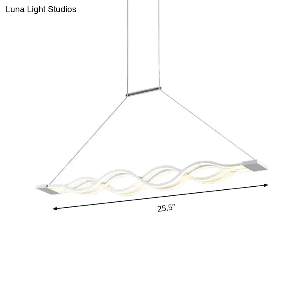 25.5"/39" Modern White Wavy LED Pendant Light - Wide Acrylic Suspension for Island Ceiling in Warm/White/Natural Light