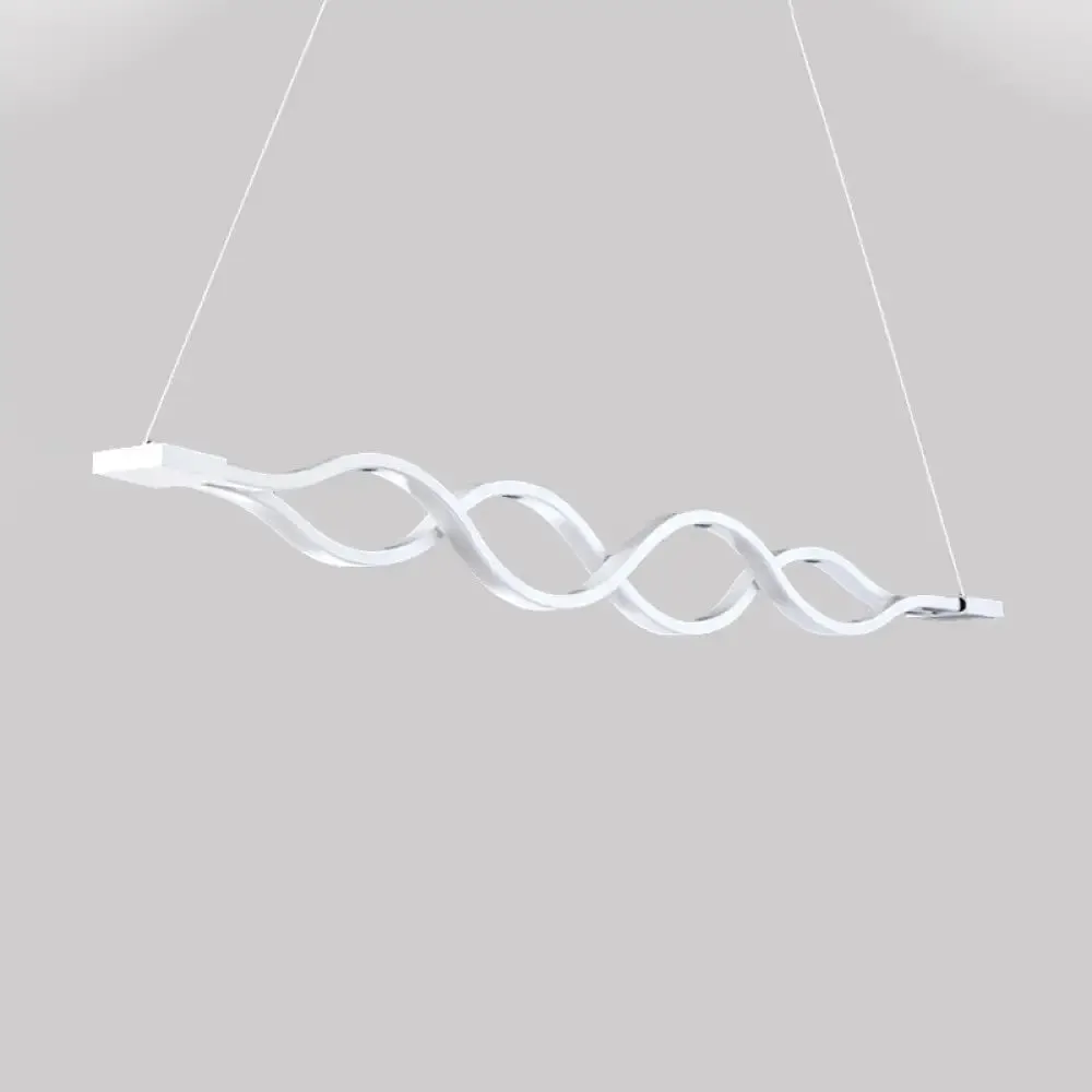 25.5"/39" Modern White Wavy LED Pendant Light - Wide Acrylic Suspension for Island Ceiling in Warm/White/Natural Light