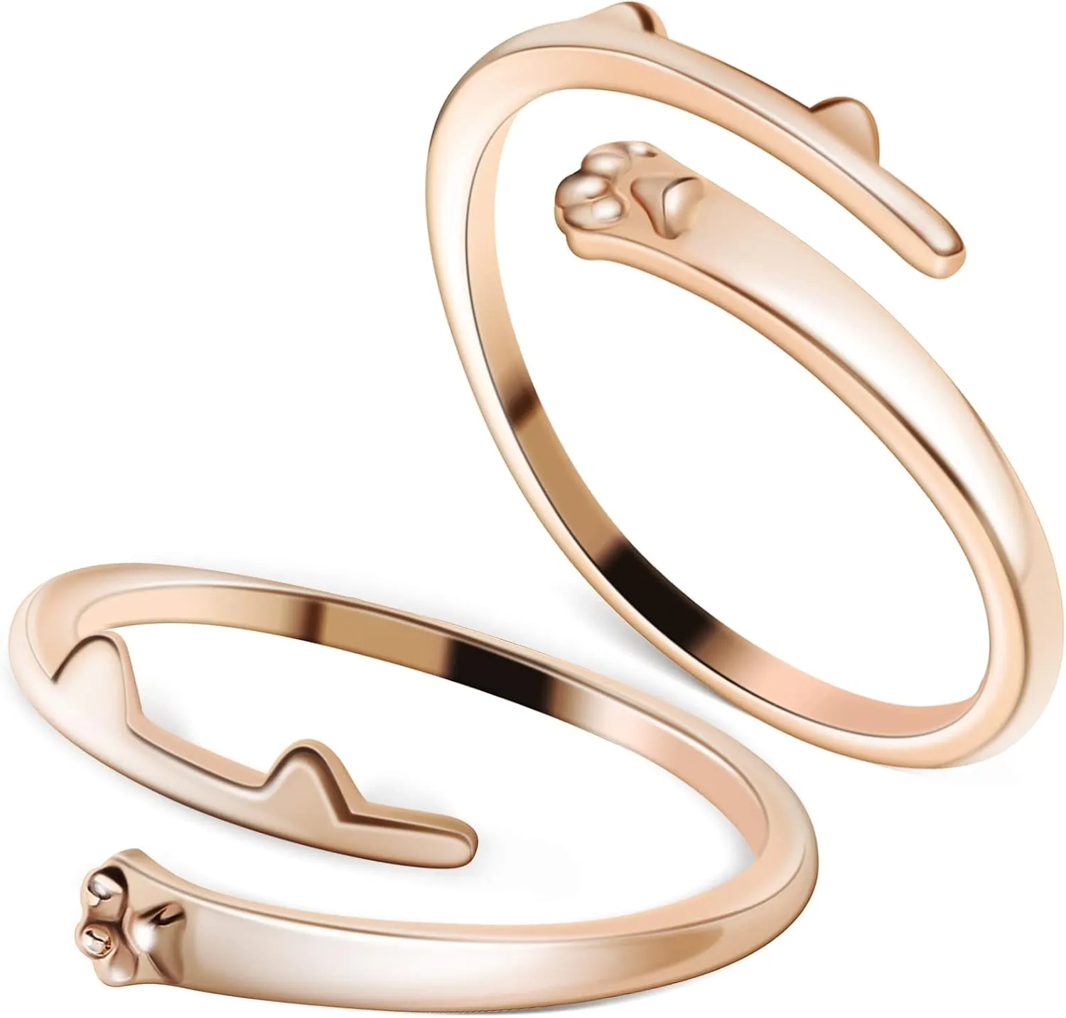 2Pcs Adjustable Cat Paw Ring for Women Fashion Jewelry Cat Paw Design Birthdays Holidays and Special Occasions