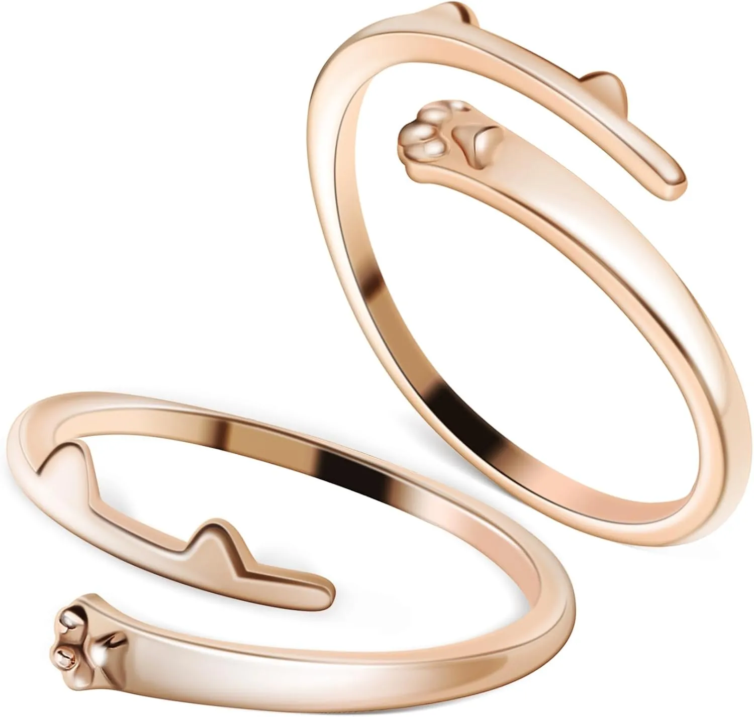 2Pcs Adjustable Cat Paw Ring for Women Open Finger Jewelry for Birthdays Valentine Day and Weddings Cute Statement Accessory for Teen