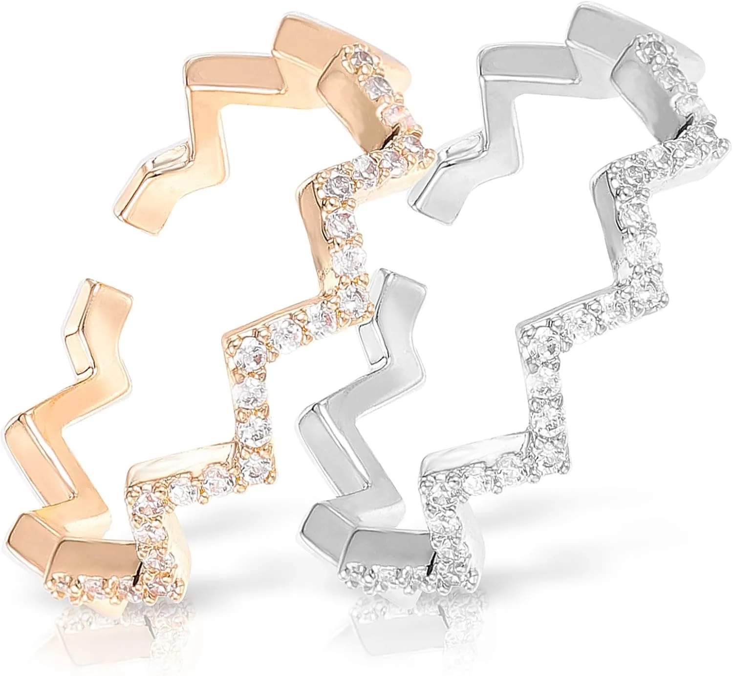 2Pcs Adjustable Wave Shaped Rings for Women Stackable Personality Finger Rings and Design for Everyday Wear Special Occasions