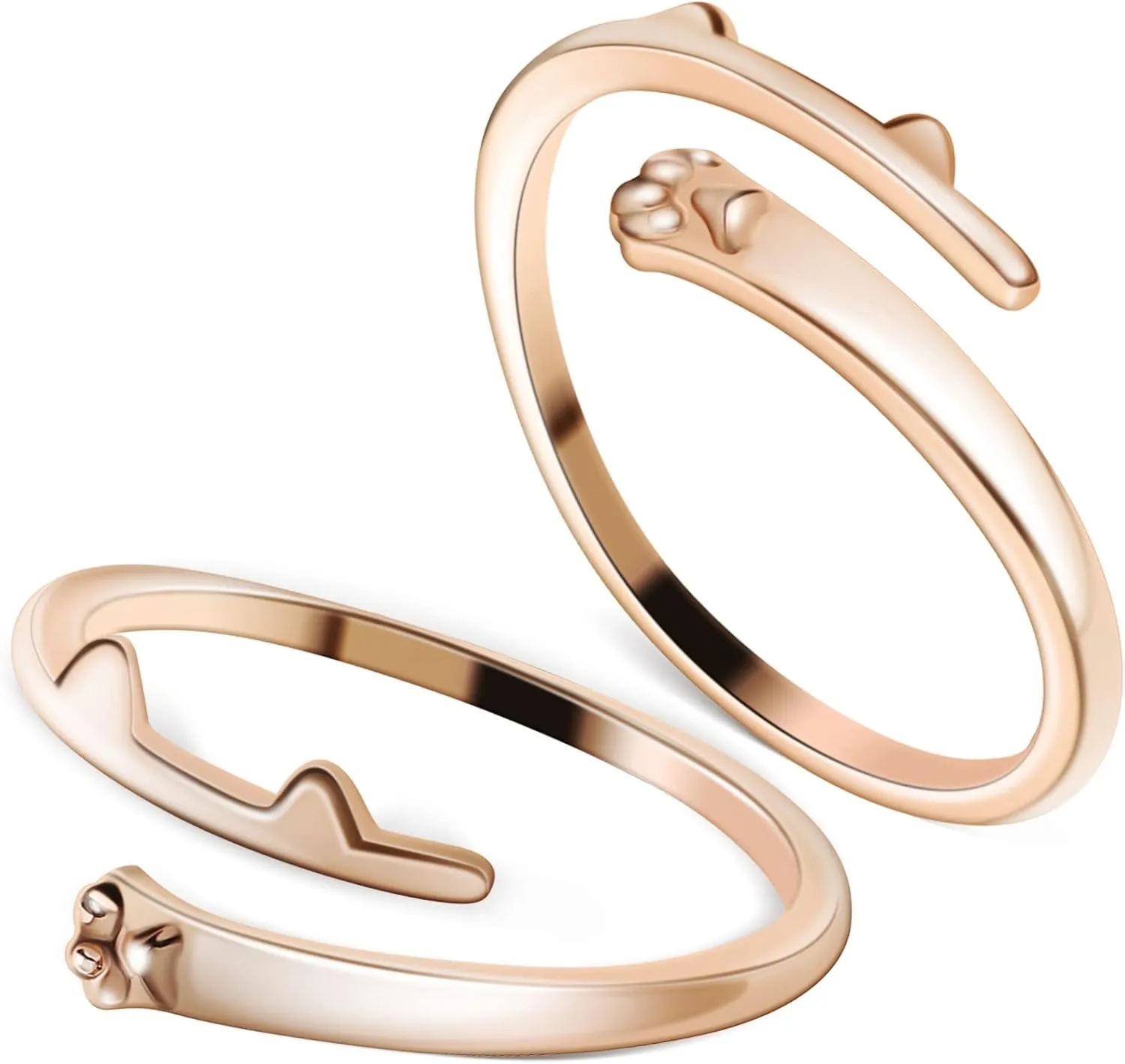 2Pcs Cat Paw Ring for Women Cute Fashion Jewelry Birthdays Weddings Parties Adjustable Open Design for Teen Stylish Animal Inspired Accessory
