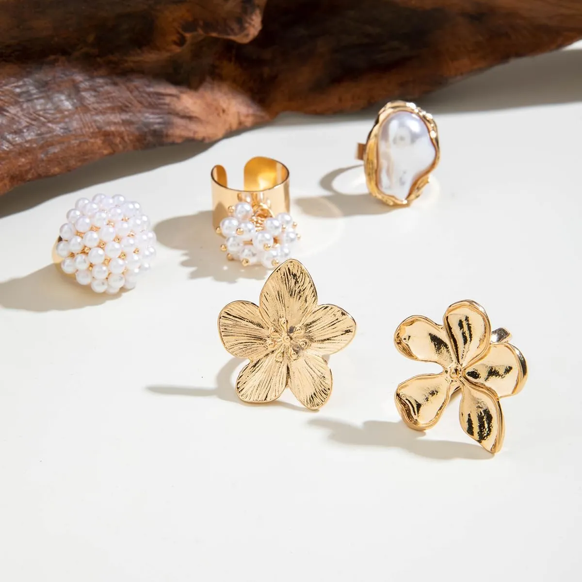 3-12PCS Gold Chunky Rings For Women 14K Gold Plated Stacking Ring Set Open Dome Knuckle Rings Adjustable Chunky Signet Rings Irregular Skeleton Geometric Stacking Ring Set