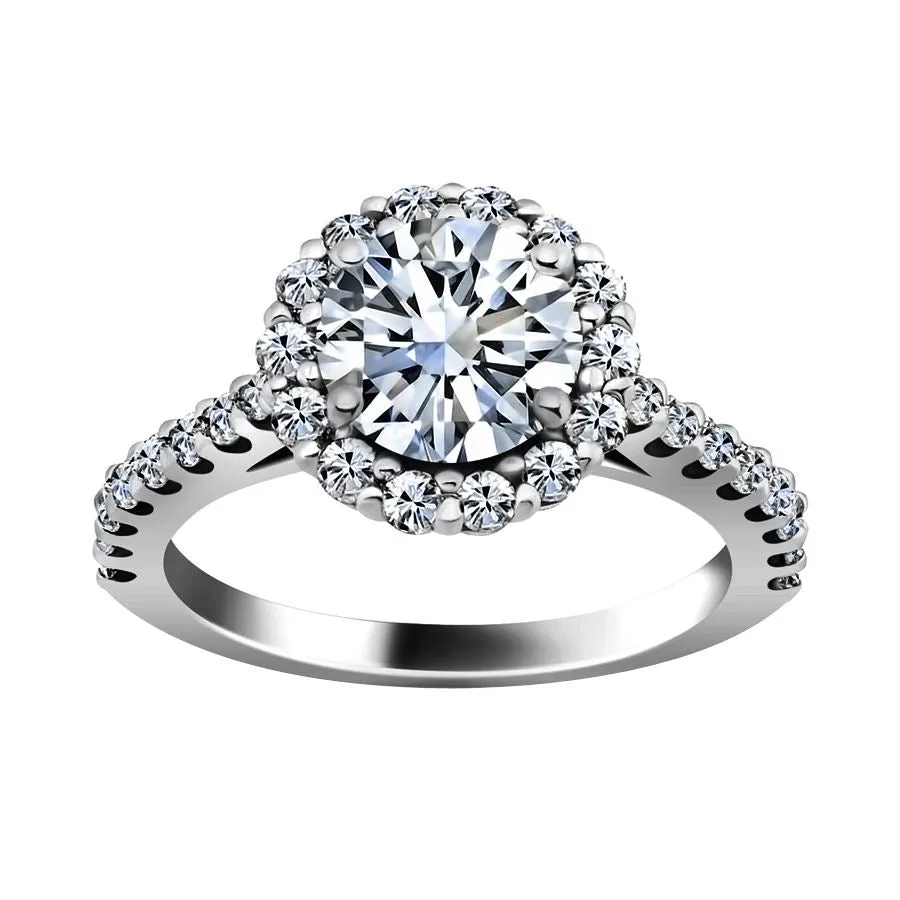3.35 CARAT CENTER ROUND BRILLIANT CUT DIAMOND HALO ENGAGEMENT RING