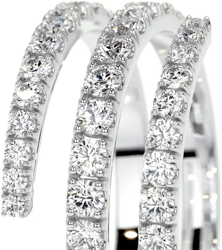 3/5 carats Round Cut Wedding bands for women Moissanite wedding bands Platinum Plated Silver womens wedding rings
