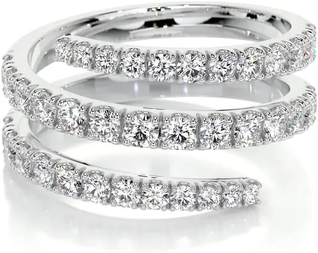 3/5 carats Round Cut Wedding bands for women Moissanite wedding bands Platinum Plated Silver womens wedding rings