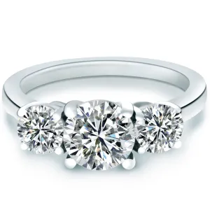 3.50 CARAT CENTER 3 STONE ROUND BRILLIANT CUT DIAMOND ENGAGEMENT RING
