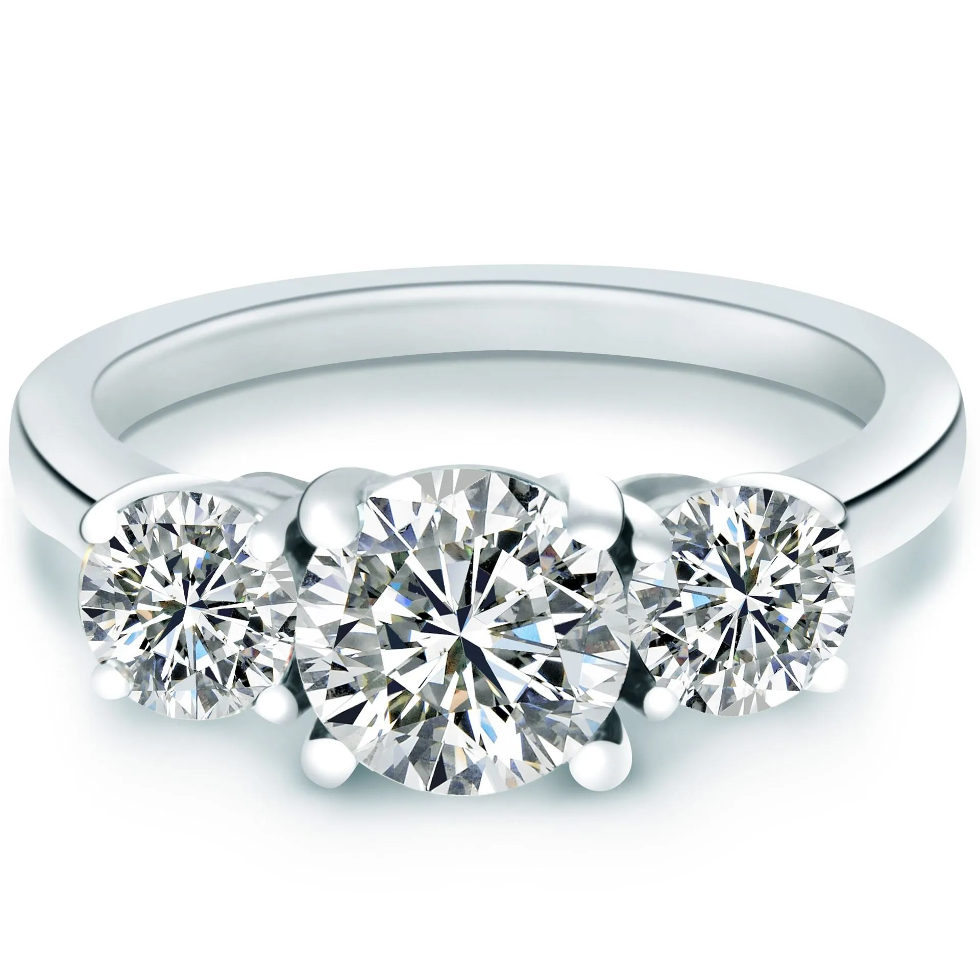 3.50 CARAT CENTER 3 STONE ROUND BRILLIANT CUT DIAMOND ENGAGEMENT RING