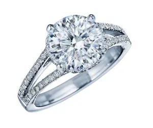 4.00 Carat Round Brilliant Cut Diamond Halo Engagement Ring - style 2