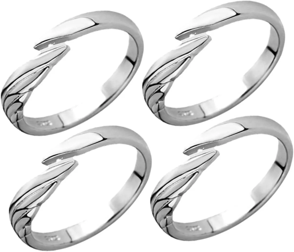 4Pcs Angel and Demon Matching Rings for Couples Open Band Finger Jewelry Minimalist Design Present for Birthdays Weddings and Anniversaries