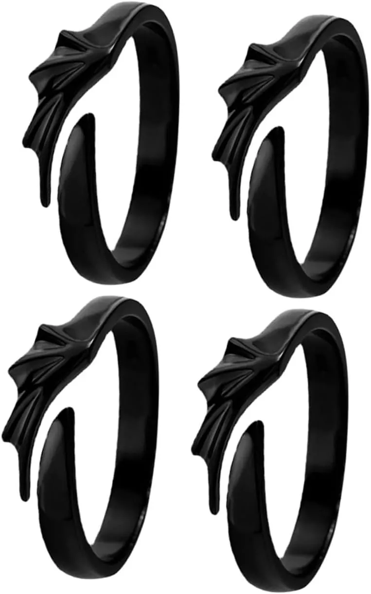 4Pcs Devil and Angel Couple Rings Opening Promise Rings for Him and Her Minimalist Style Jewelry for Valentine Day Birthdays and Weddings