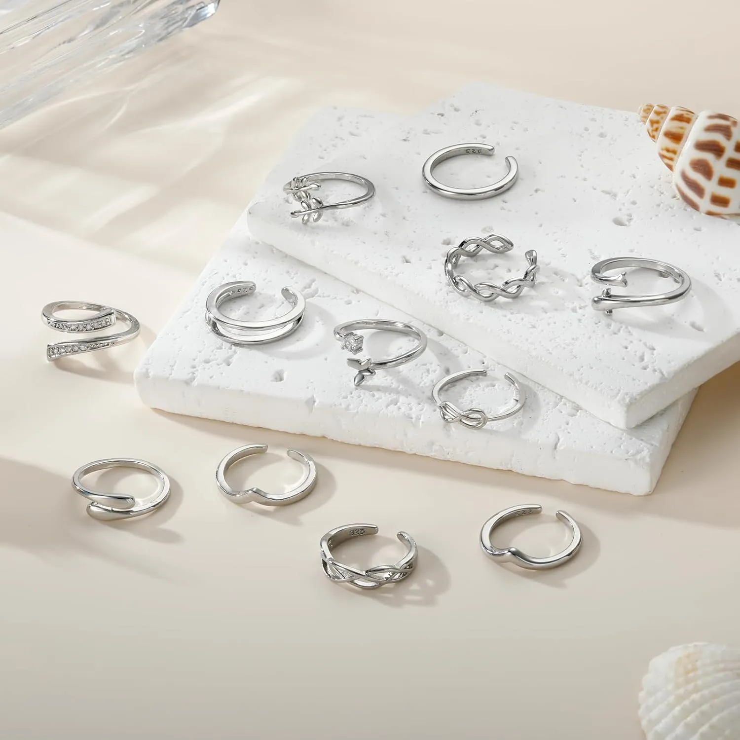 4pcs Toe Rings for Women Non Tanish Adjustable Gold Toe Rings Set Simple Cz Minimalist Ring for Women Beach Foot Jewelry