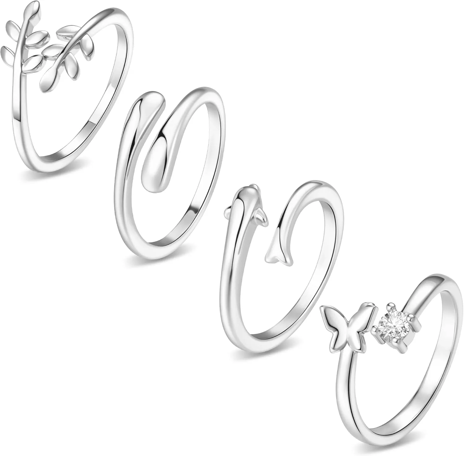 4pcs Toe Rings for Women Non Tanish Adjustable Gold Toe Rings Set Simple Cz Minimalist Ring for Women Beach Foot Jewelry