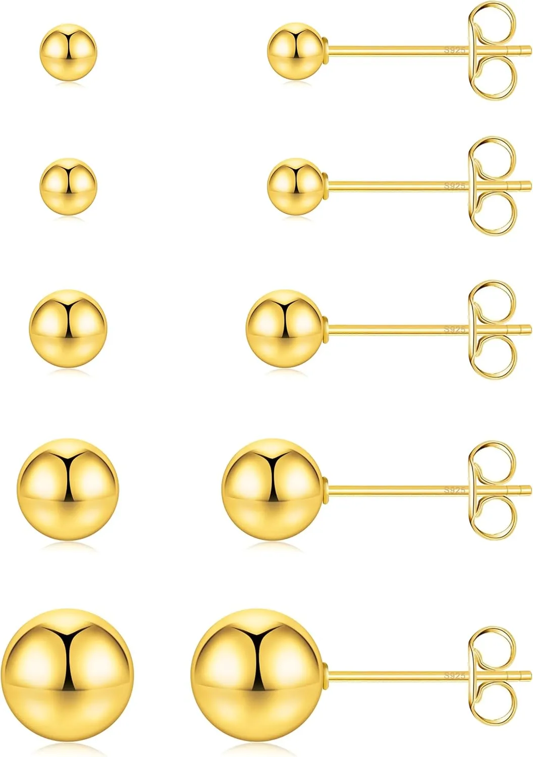 5 Pairs Gold Stud Cartilage Earrings Set for Women Trendy Hypoallergenic S925 Sterling Post for Sensitive Ears Helix,Tragus,Sung,Earlobe Earrings Sets for Multiple Piercing Jewelry Gifts