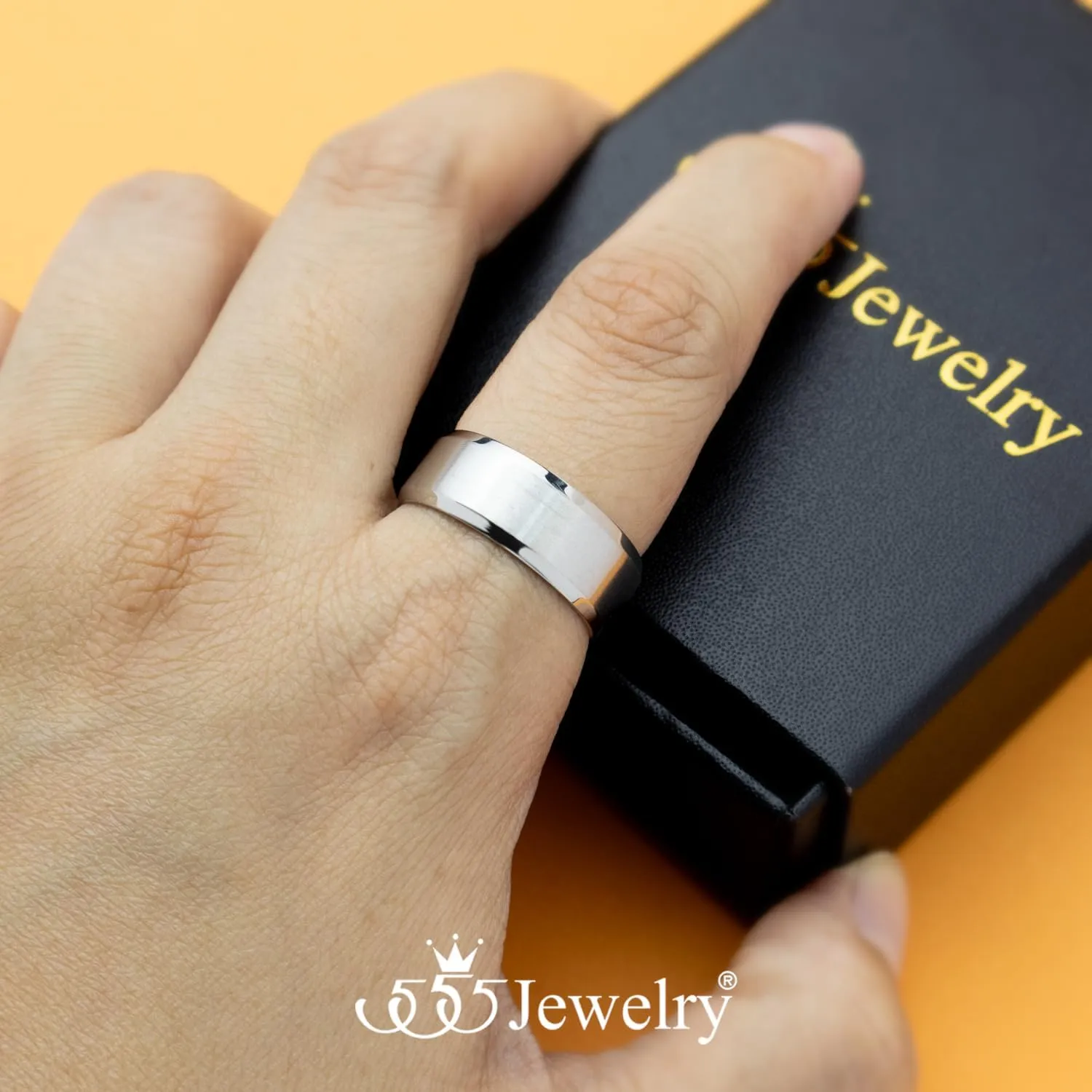 555Jewelry Stainless Steel Rings for Women Mens Wedding Band Matte Brushed or High Polished Wedding Band for Man Plain Dome Mens Rings US Size 7.5-12