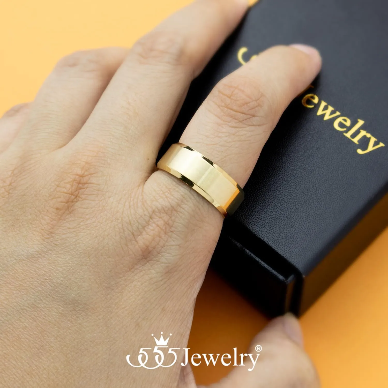 555Jewelry Stainless Steel Rings for Women Mens Wedding Band Matte Brushed or High Polished Wedding Band for Man Plain Dome Mens Rings US Size 7.5-12