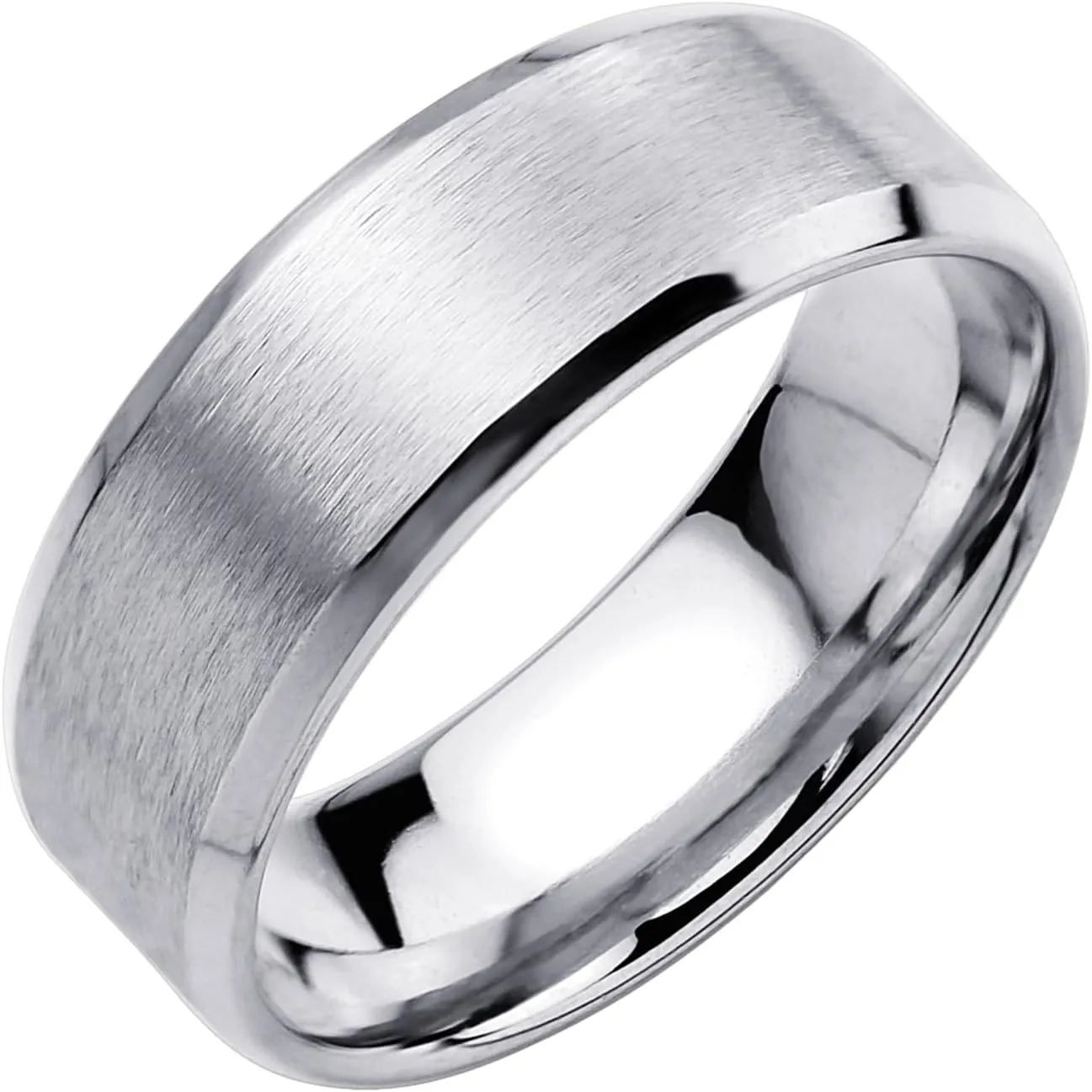 555Jewelry Stainless Steel Rings for Women Mens Wedding Band Matte Brushed or High Polished Wedding Band for Man Plain Dome Mens Rings US Size 7.5-12