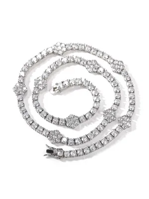 5A Zircon Flower Tennis Chain Trendy Accessory