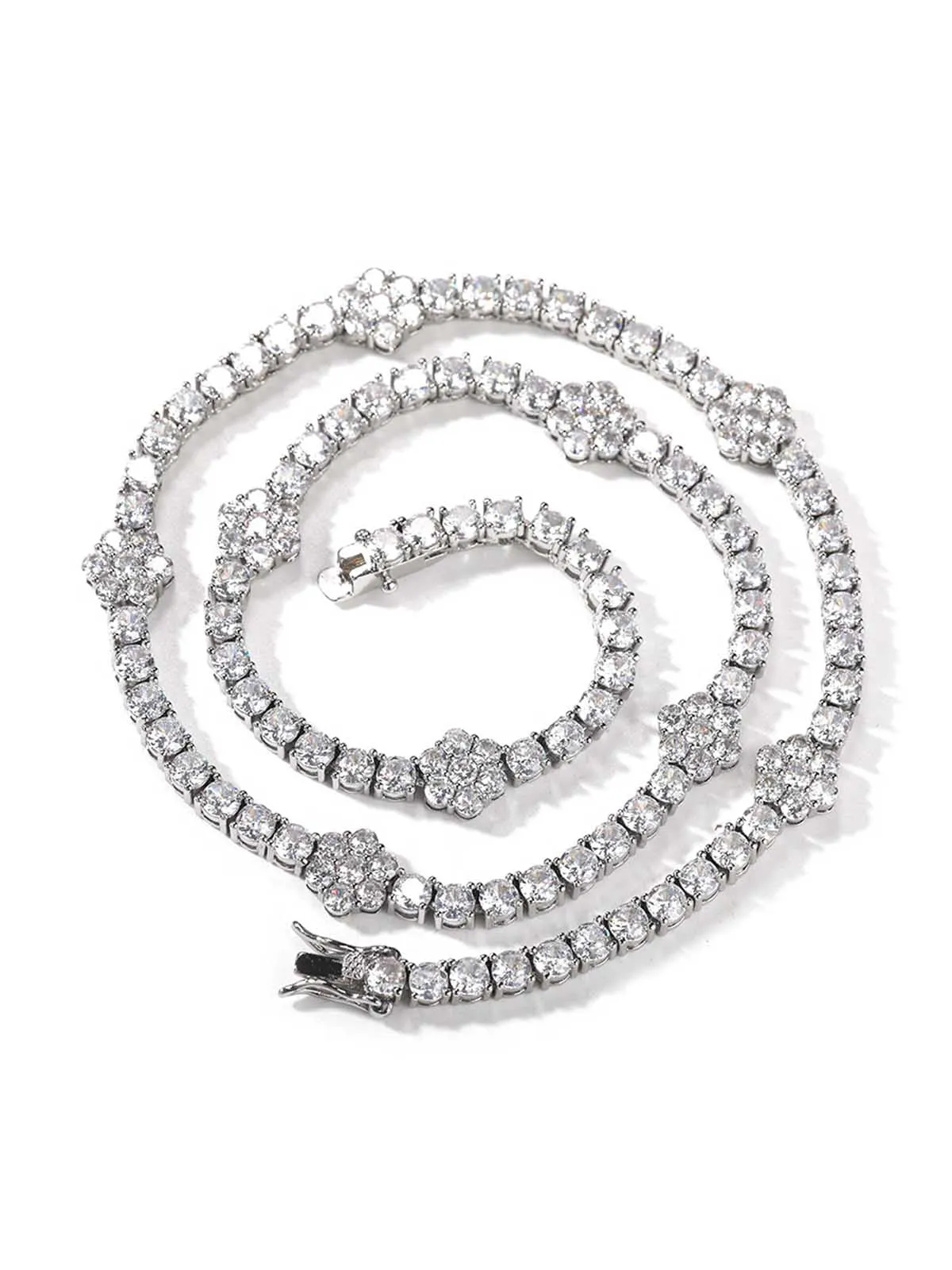 5A Zircon Flower Tennis Chain Trendy Accessory