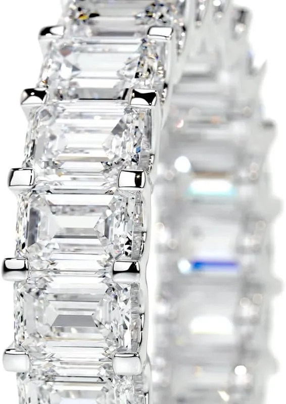 6 carats Emerald Cut Wedding bands for women Moissanite wedding bands Platinum Plated Silver womens wedding rings