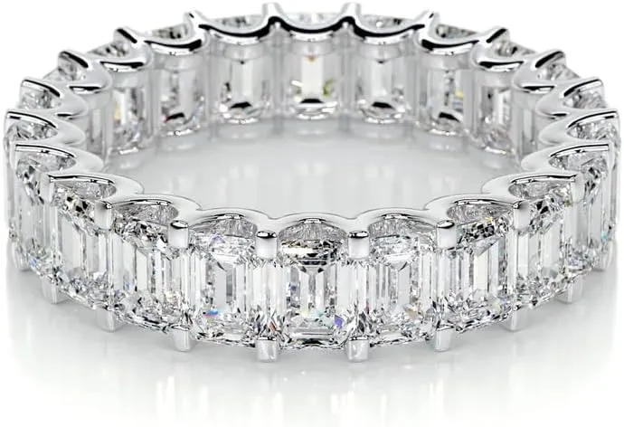 6 carats Emerald Cut Wedding bands for women Moissanite wedding bands Platinum Plated Silver womens wedding rings