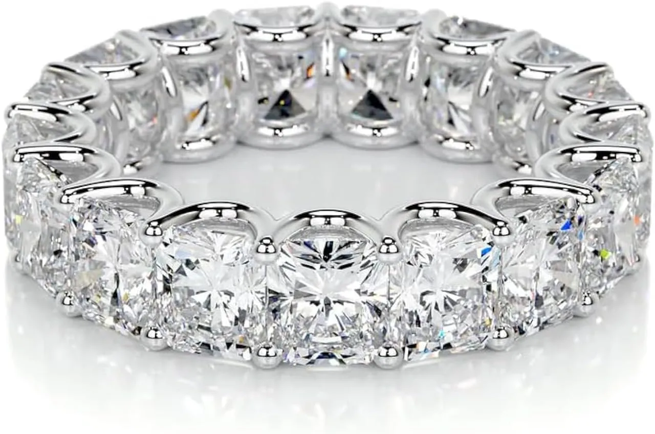 6 carats Princess Cut Wedding bands for women Moissanite wedding bands Platinum Plated Silver womens wedding rings