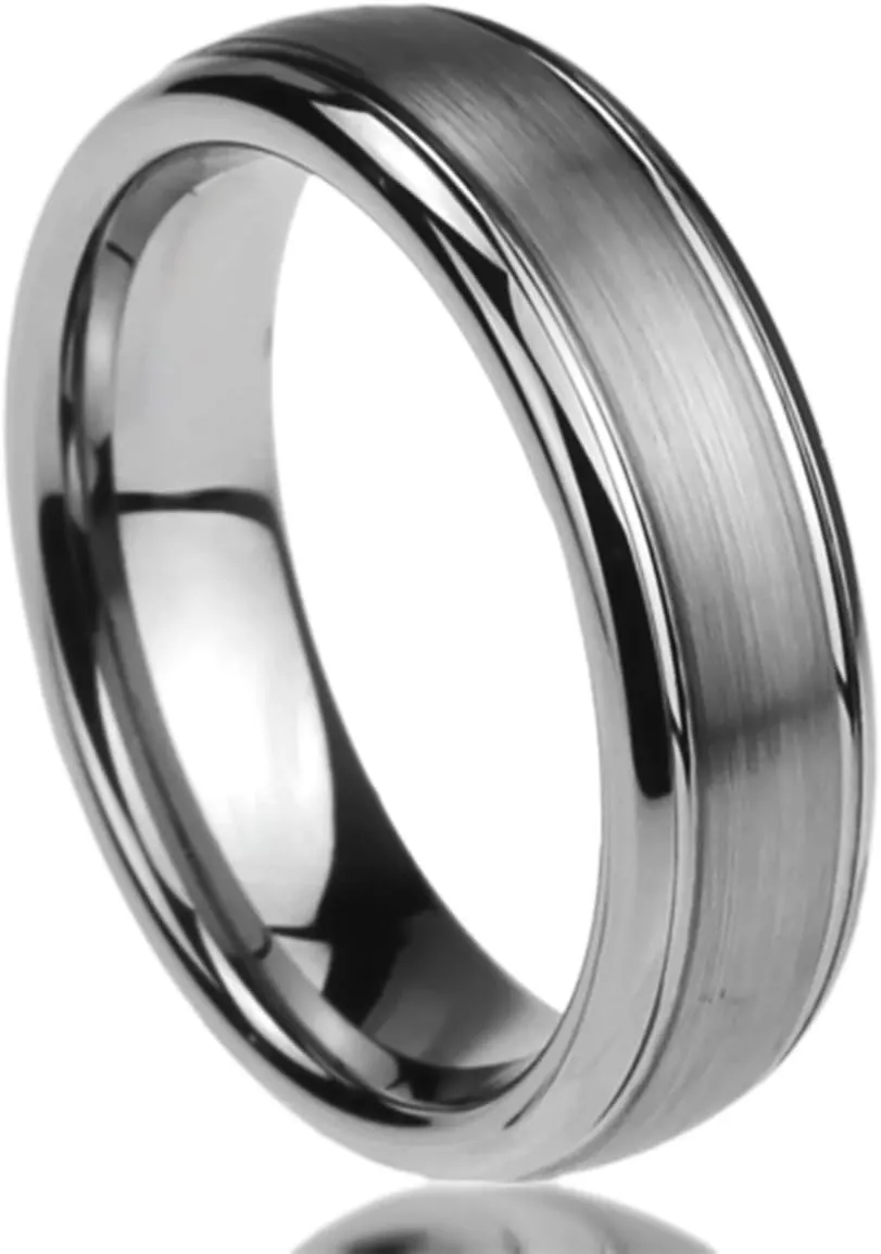 6mm 8mm Mens Womens Titanium Wedding Band Ring Brushed Centered Domed Band Ring