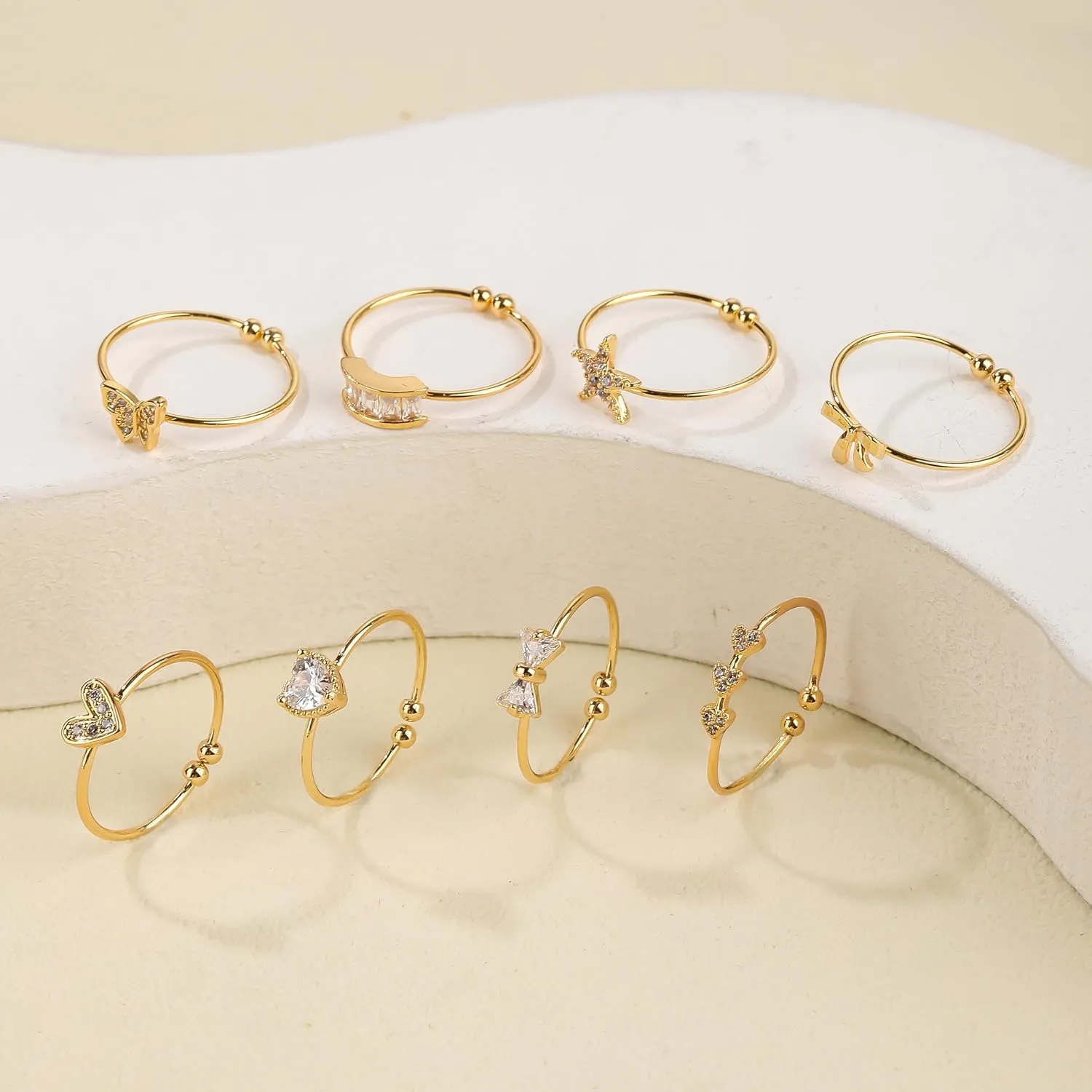 8PCS 18K Gold Plated Toe Rings for Women - Adjustable Thin Open Band Summer Beach Foot Jewelry Sets - Stylish Toe Rings for Gifting