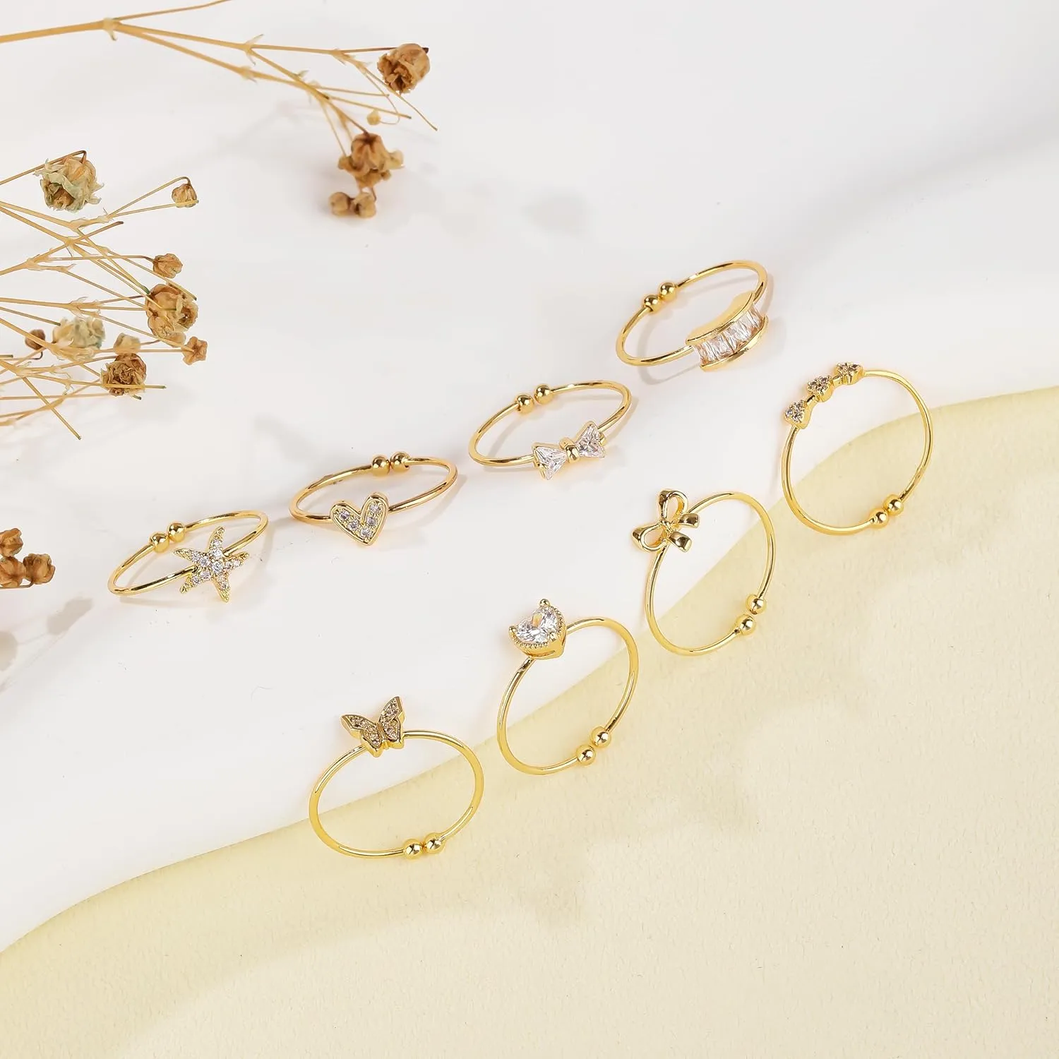 8PCS 18K Gold Plated Toe Rings for Women - Adjustable Thin Open Band Summer Beach Foot Jewelry Sets - Stylish Toe Rings for Gifting