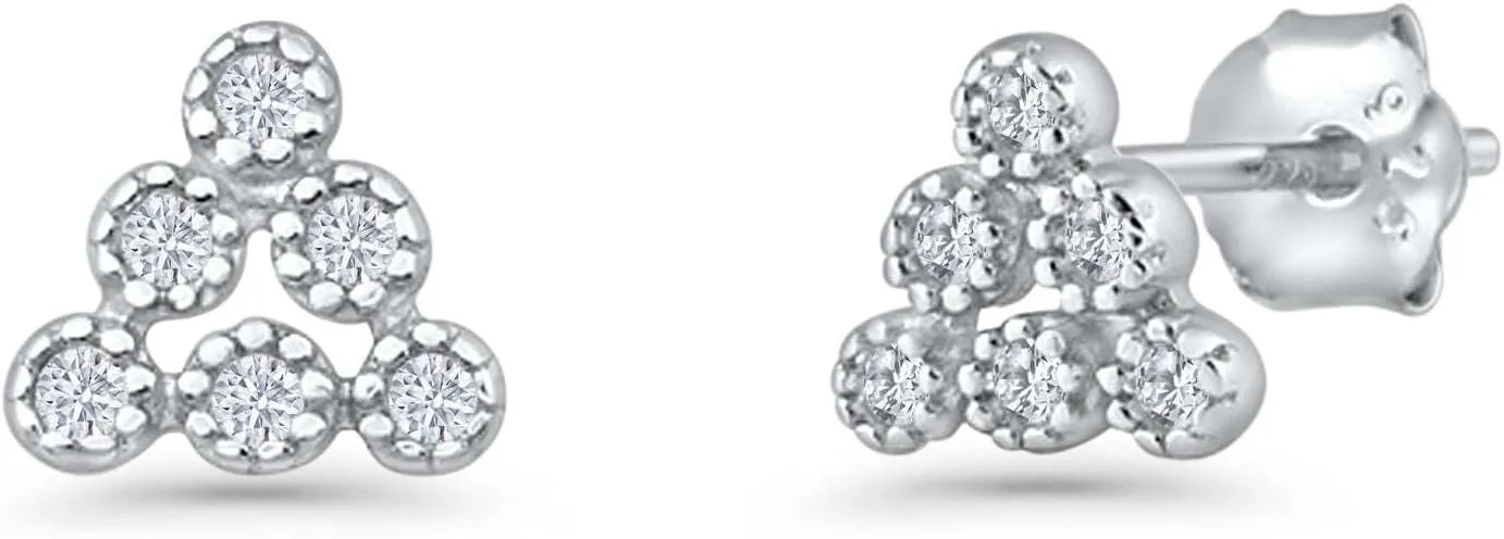 925 Sterling Silver 1.35 Ctw Round Cut Simulated Diamond Push Back Beautiful Stud Earrings with 14k White Gold Finish