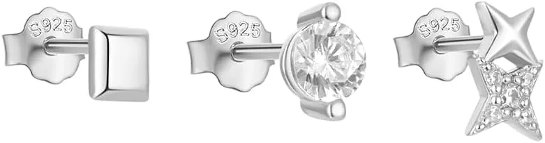 925 Sterling Silver Earring Set Flower/Star//butterfly 3Pieces Earrings For Women Piercing Wedding Party Jewelry