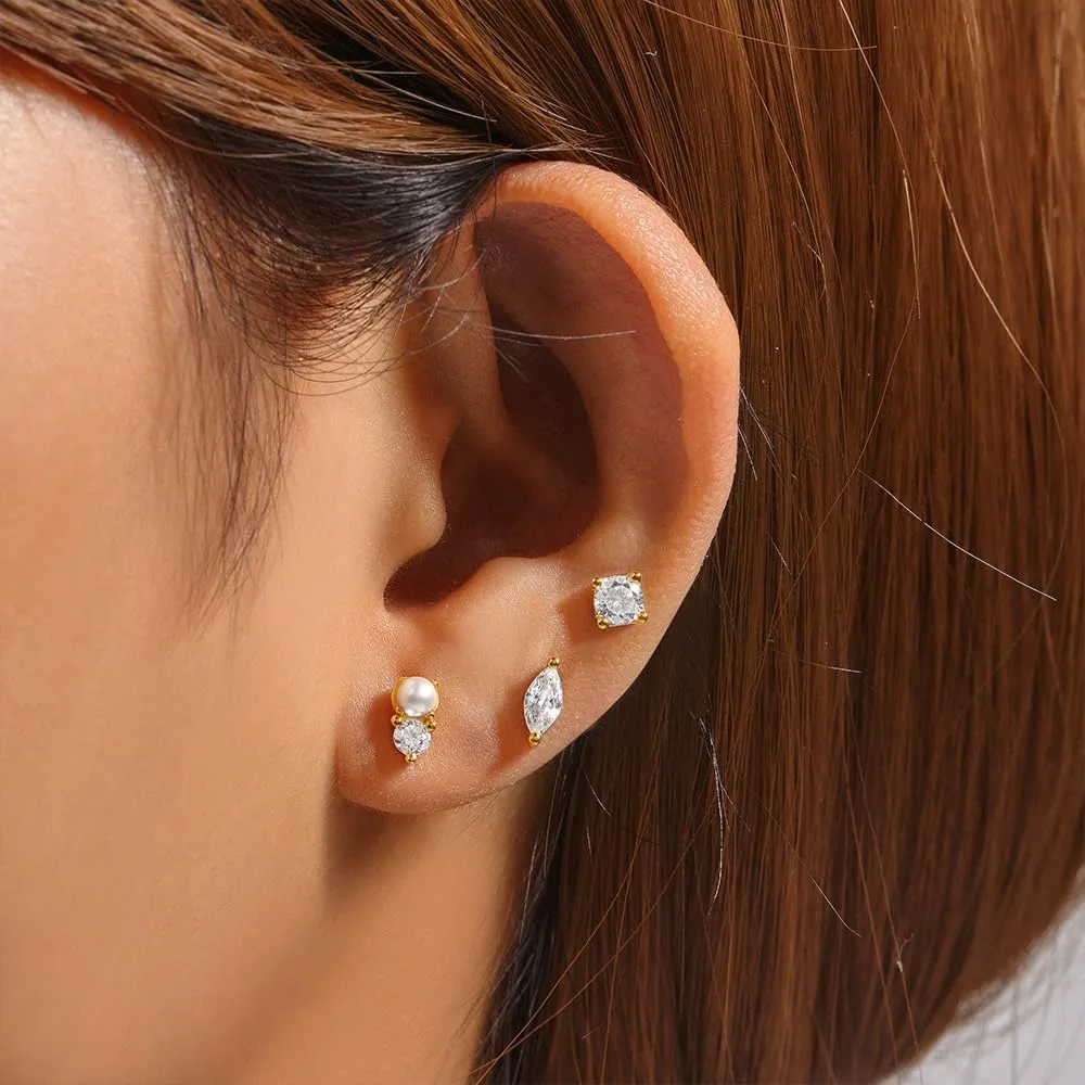 925 Sterling Silver Earring Set Flower/Star//butterfly 3Pieces Earrings For Women Piercing Wedding Party Jewelry
