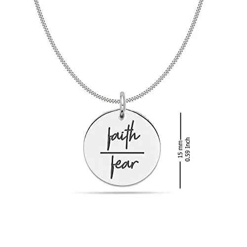 925 Sterling Silver Faith Over Fear Necklace Gift for Her Gift for Him