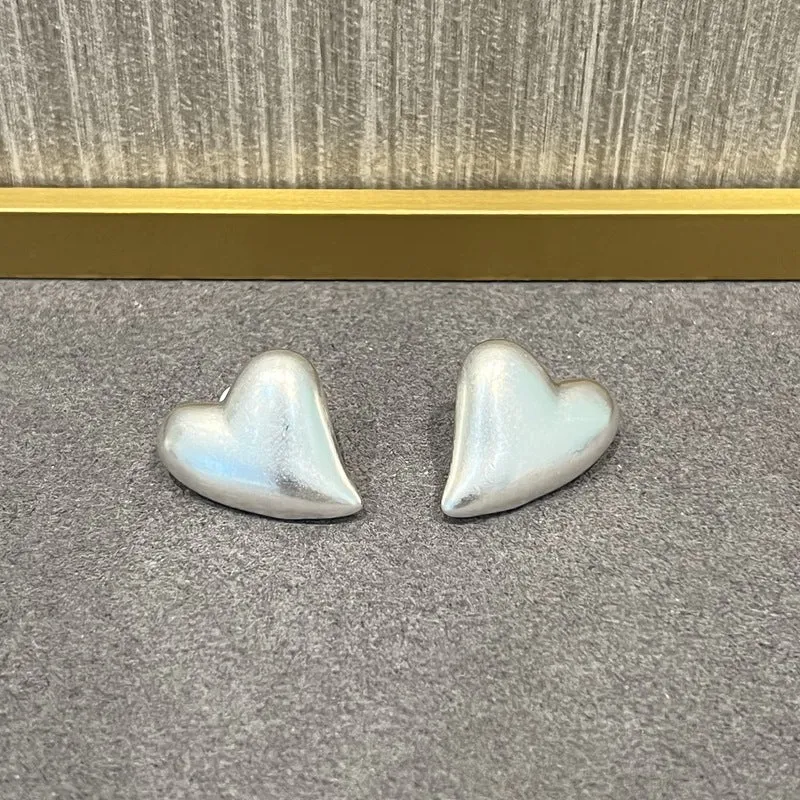 925 Sterling Silver  Frosted Love Earrings