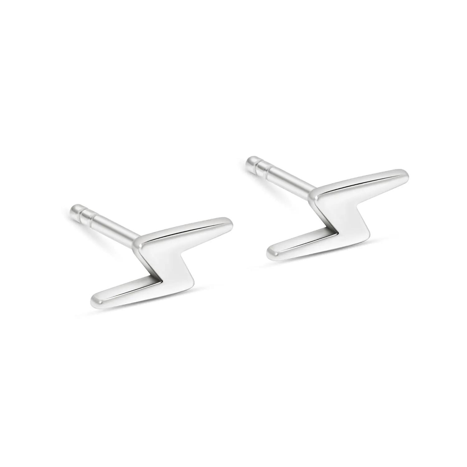 925 Sterling Silver Lightning Stud Earrings - Dainty Lightning Studs, Tiny Handmade Jewelry, Pushback Closure Earrings, Simple Minimalist Fashionable Gift for Young Women